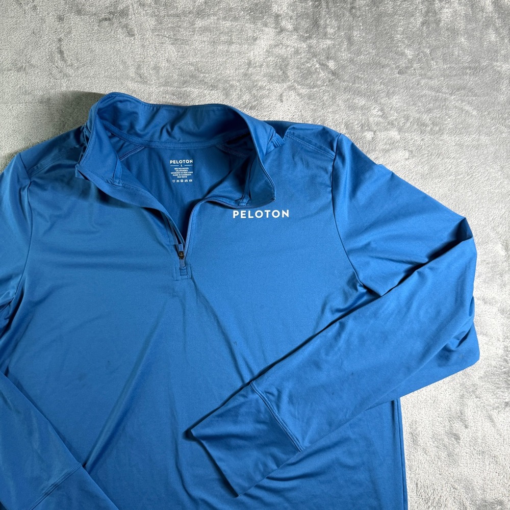 Peloton Pullover Activewear Training Top Long Sleeve 1/4 Zip Blue L